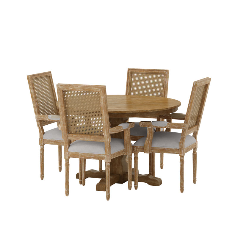 Ensemble repas pour 4 personnes Bushey, Naturel, Naturel, Naturel / gris clair