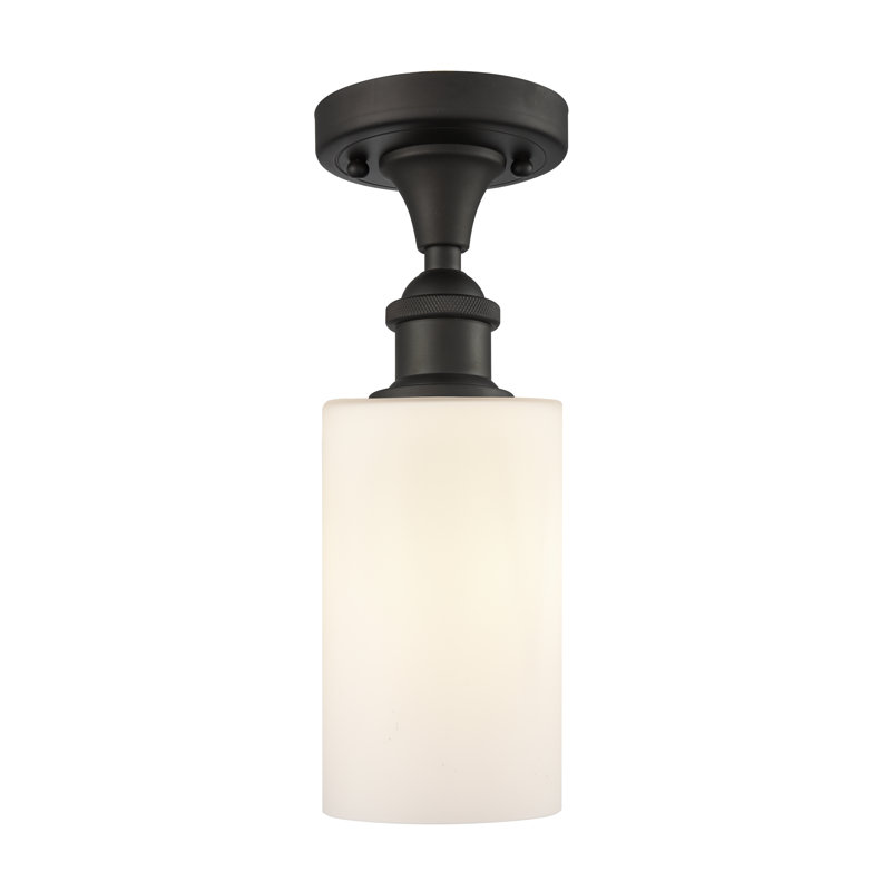 Plafonnier semi-encastré à 1 lumière 3,87 po Glessite, Blanc mat, DEL, Bronze huilé