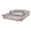Canapé tissé à compression en chenille rayée, canapé compact à rangée droite avec éponge haute densité, canapé économiseur d'espace requis sans assemblage pour salon, appartement, bureau (blanc et brun)-829285000
