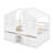 Full Size House Loft Bed With Roof, Windows,4 Storage Drawers,Pine Wooden Bed With Safety Guardrails,Ladder-114355434