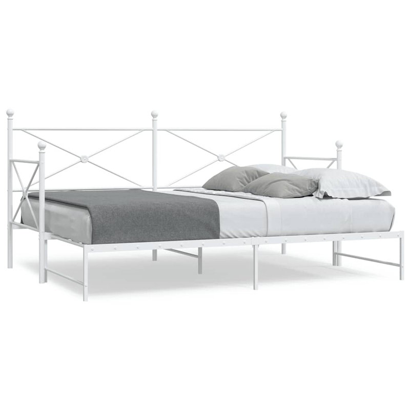 Daybed With Trundle Steel Expandable, Full, White