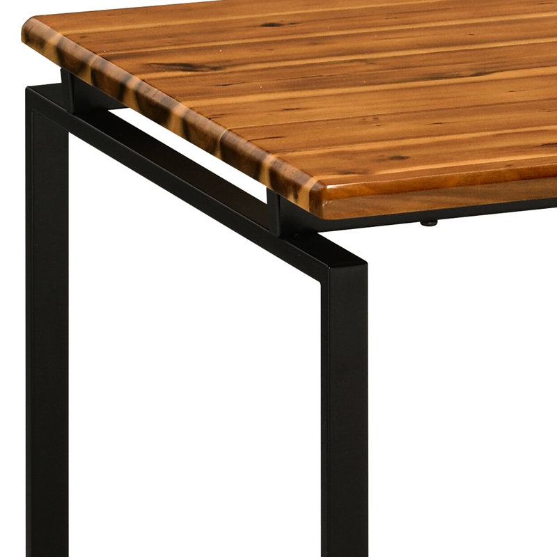 Tables d'appoint rectangulaires, chêne et noir, base en métal pour la maison contemporaine, stable et élégante