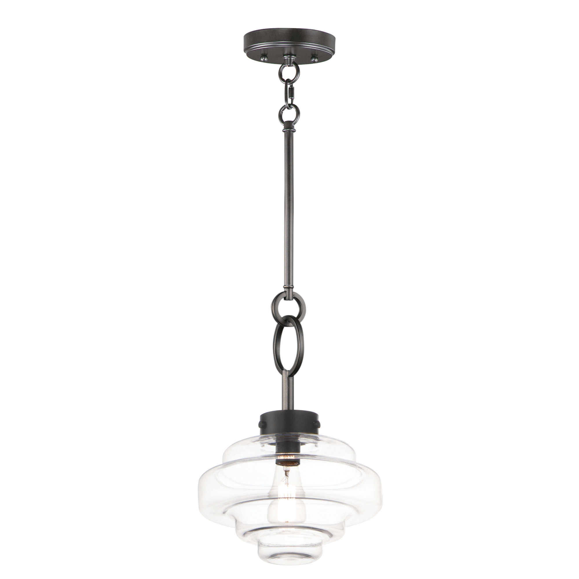Bellas Single Light Glass Dimmable Pendant, Black