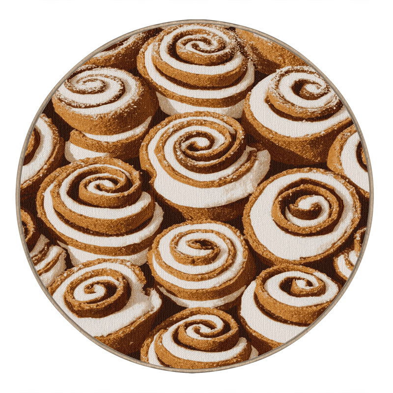 Washable Swiss Rolls Desserts Area Rug, Round 7'
