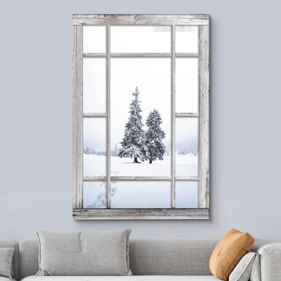 Fenêtre «Forest View Pine Tree Winter Snow Mountain Nature Scenic Landscape»