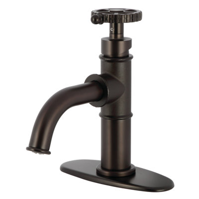 Kingston Brass Fuller Single-Handle 1-Hole Deck Mount Bathroom Faucet with Push Pop-Up and Deck Plate