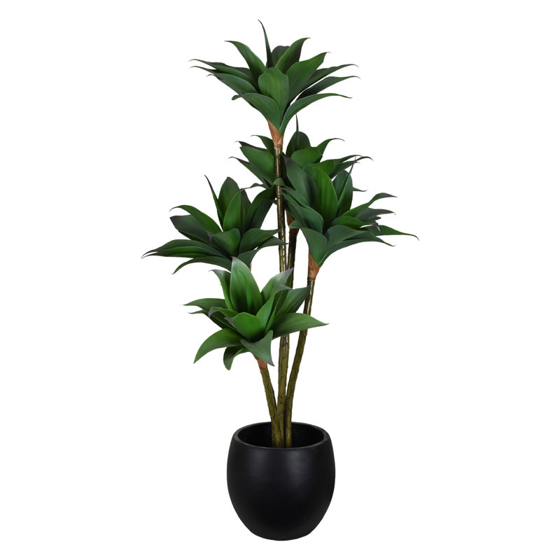 Orchidée couronne artificielle réaliste de 48 po en pot de ciment pour plancher de maison ou de bureau