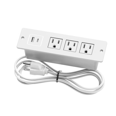 Recessed Power Strip Flush Mount Hidden Charging Station With Usb Plug Multiple Surge Protector Outlet Extender With Extension Cord For Home Office Furniture Nightstand Bed Conference Table (White)