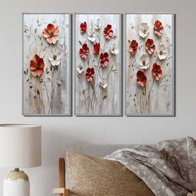 Red Blooming Poppies Melody I - Collection d'art mural coquelicots