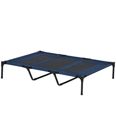 48" X 36" Elevated Pet Cot, Dark Blue Breathable For A Relaxed 48"x36" Raised Dog Bed, With Metal Frame Outdoor Camping