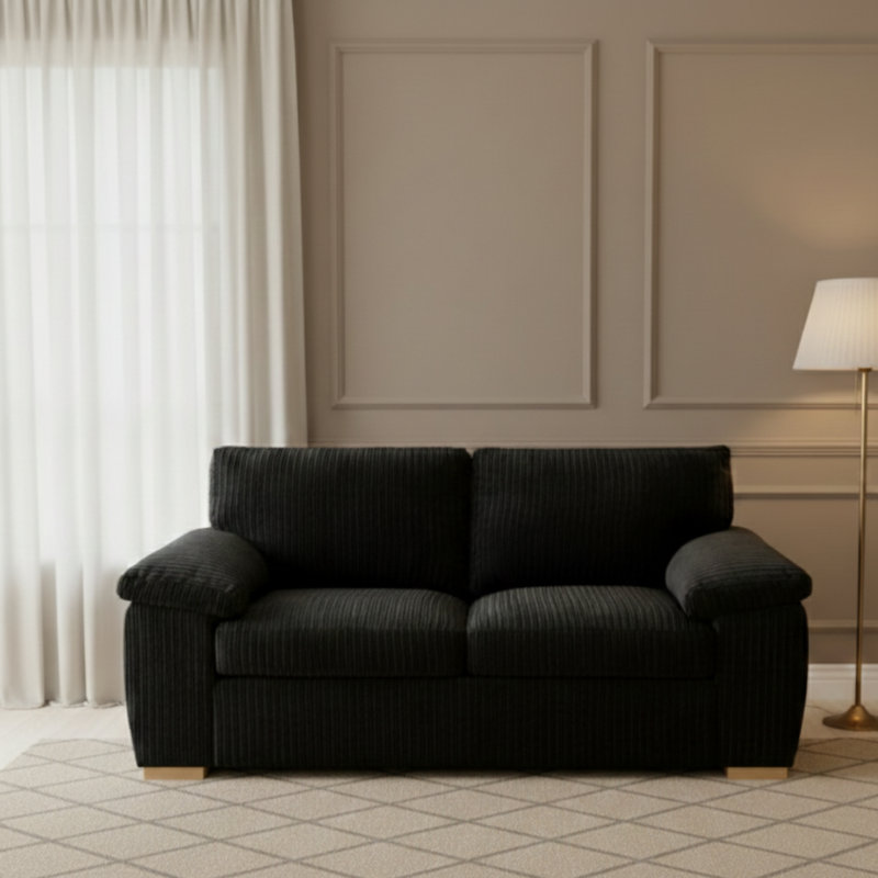 2 Seater Corduroy Sofa, Black