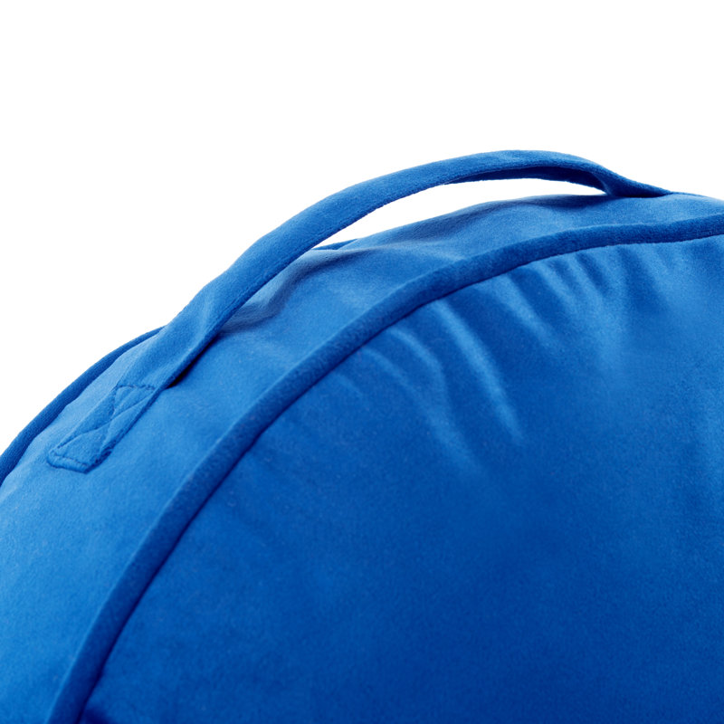 Royal Blue Velvet Round Floor Pillow with Handle