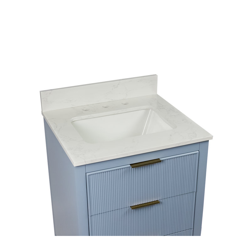 Evelyn Bathroom Vanity, Powder Blue/Gold, 24"