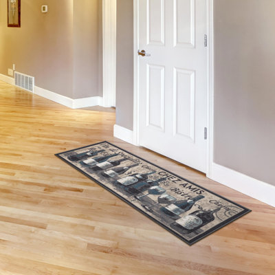 Non-Slip Rubberback Wine Kitchen Runner Rug