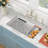 32" L Undermount/Drop-In Kitchen Sink with Z Shape Ledge Workstation White Fireclay Single Bowl Basin with Accessories