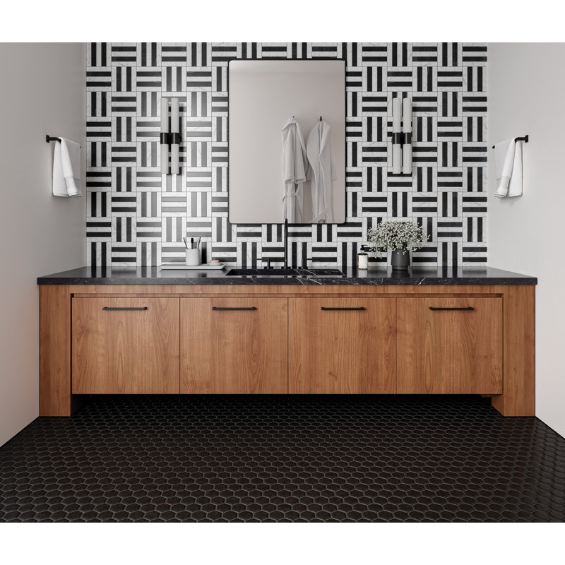 Le Cafe Hex 2" x 2" Porcelain Mosaic Wall & Floor Tile, Black