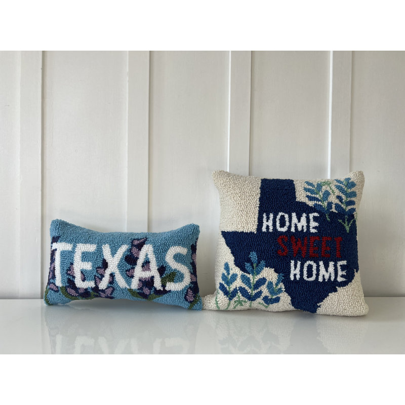 Texas Blue Bonnet Rectangular Hook Pillow, 9" x 16", Blue and White