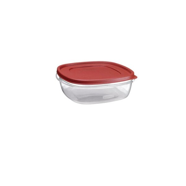 Rubbermaid Glass with Easy Find Lids, 11.5 Cup, Square, Red 