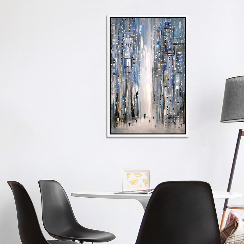 Together Under One Umbrella by Ekaterina Ermilkina - Painting on Canvas, White Framed, 101.6 cm H x 66.04 cm W