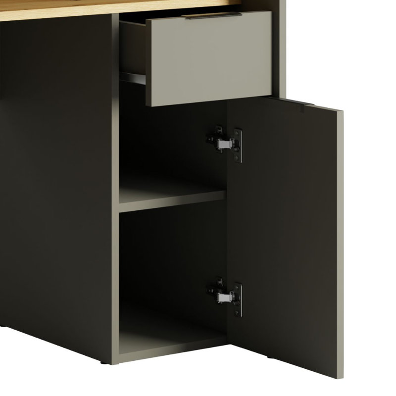 Rasla Desk in trendy color with attachment, niche, drawer and door.