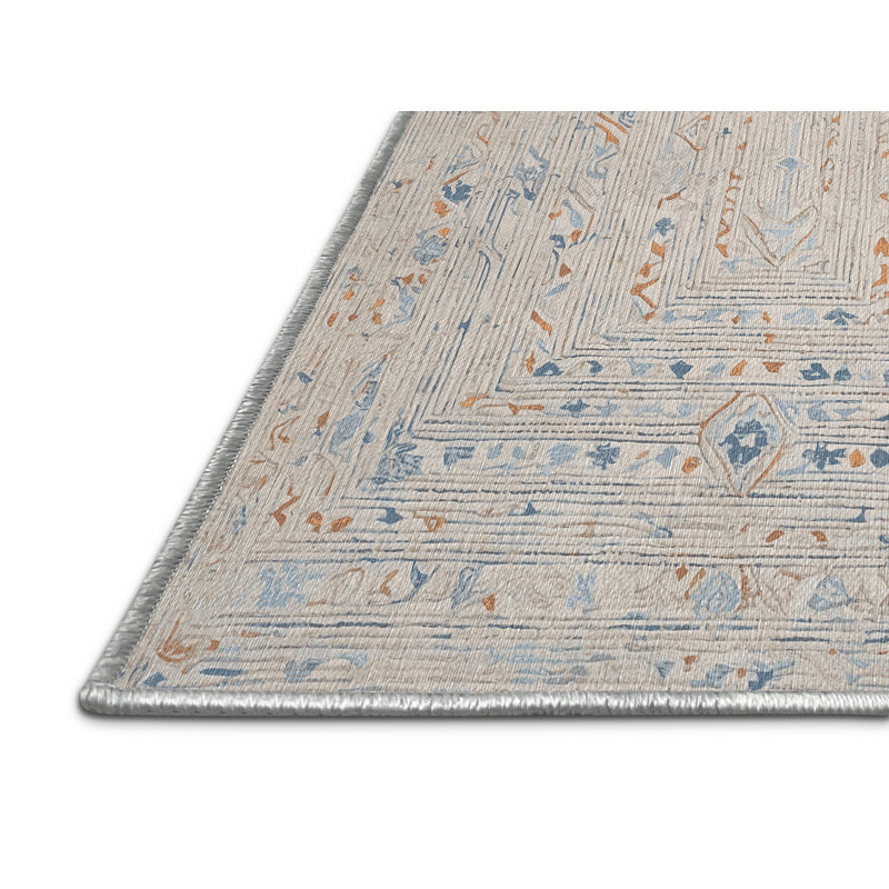 Machine Washable Beige Area Rug, Rectangle 7' x 10'
