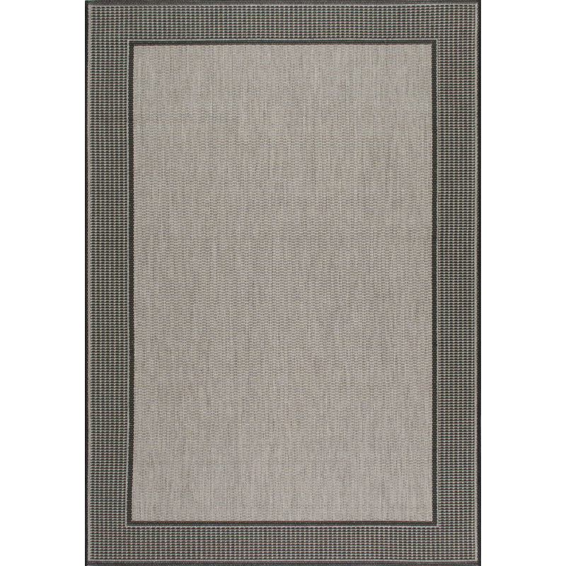 Mcelfresh Bordered Machine Woven / Power Loomed Gray Indoor/Outdoor Patio Rug, Rectangle 2' x 3'