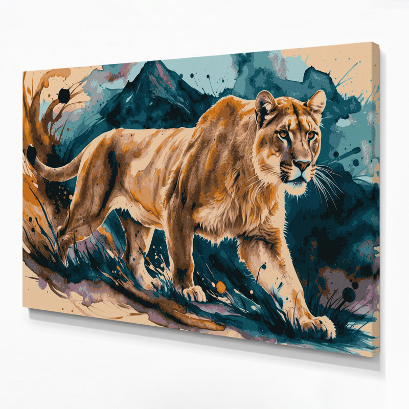 «Big Cats Mountain Mountain», art mural sur toile brune, H 16 po x l 20 po
