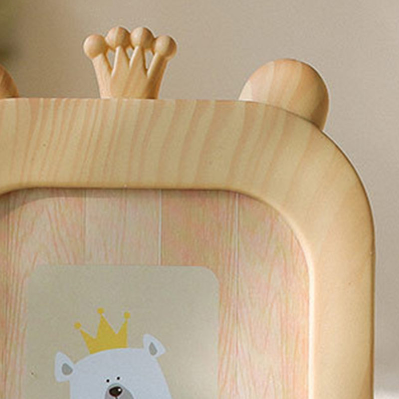 Cadre photo créatif mignon de style dessin animé, 18 cm, décor de bureau ou de chambre d'enfant, beige couronne