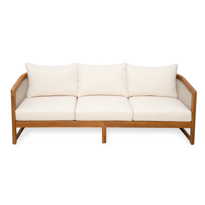 Corrion Patio Acacia Wood 3-Seater Sofa With Cushions