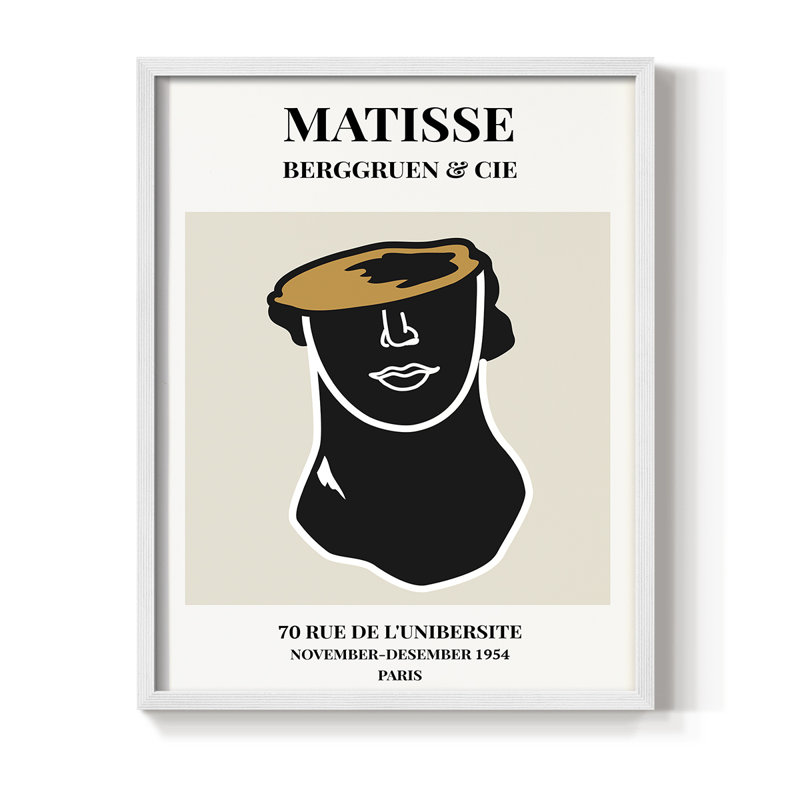 Matisse Cxxxi, reproduction encadrée - bois massif, Blanc, H 10 po x l 8 po