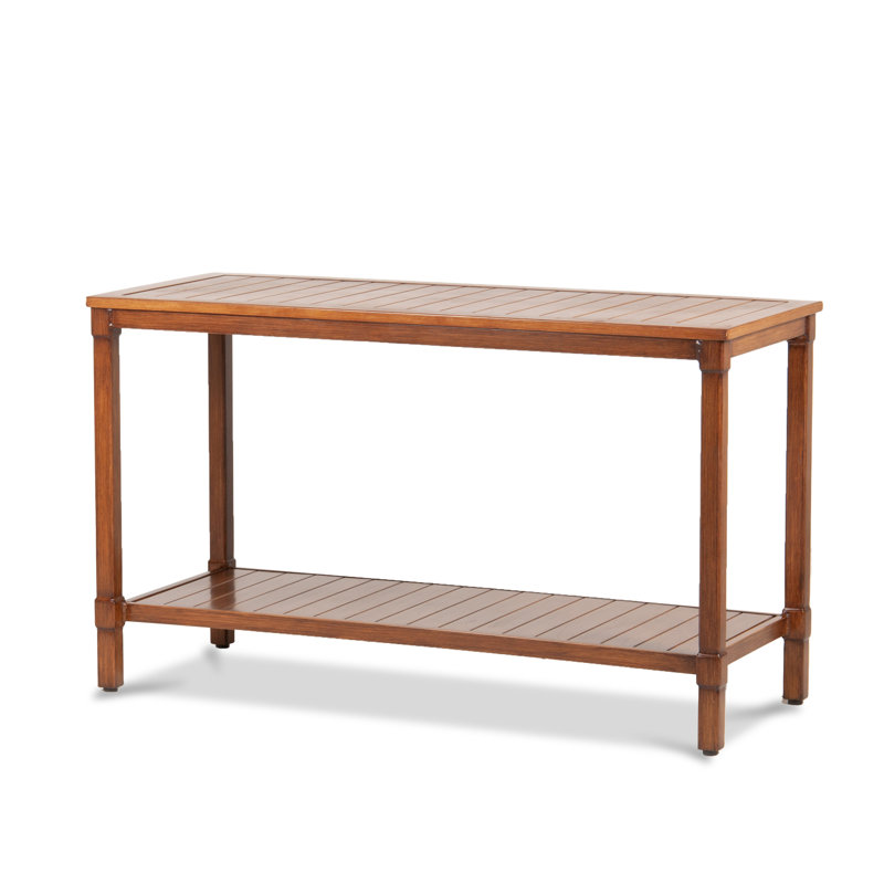 Rectangular Metal Outdoor Outdoor Entertainmnet Table , 54'' in. W 21'' in. D, Teak