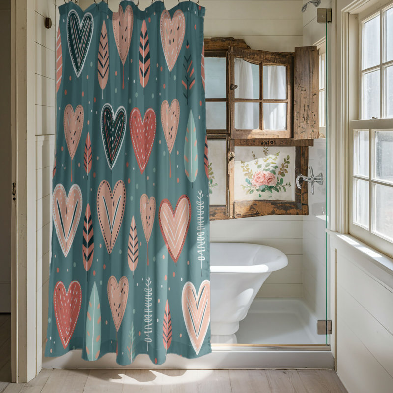 Love Motifs - Rideau de douche Premium, H 74 po x l 71 po