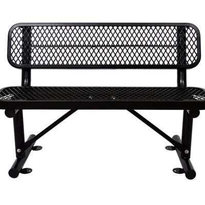 Heavy Perforated Bench With - Black, For Lawn Metal To Elements
