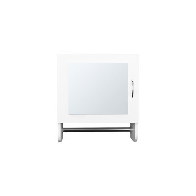 Armoire à pharmacie à miroir blanche H 19,7 po x l 17,7 po avec porte-serviettes contemporain et espace pour salle de bain et cuisine, deux tablettes à l'intérieur de la salle de bain pratique et élégante de 19,7 po x 17,7 po