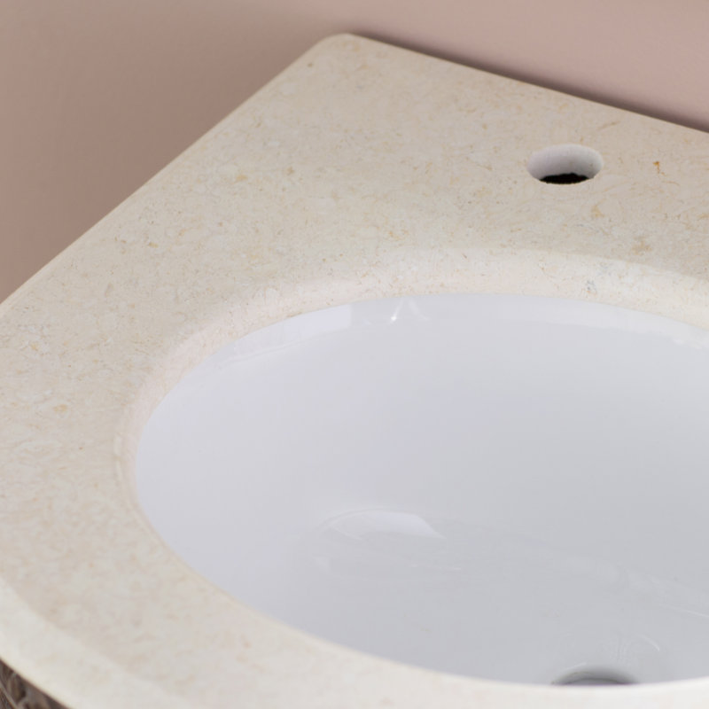 Aravale 21'' Single Bathroom Vanity with Top, Antique White, Cream Marble