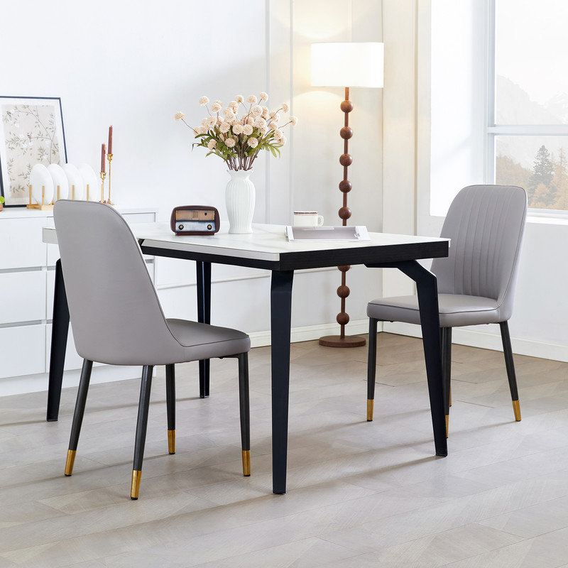 Chaises de salle à manger rembourrées modernes avec coussins épais et structure robuste, ensemble de 2