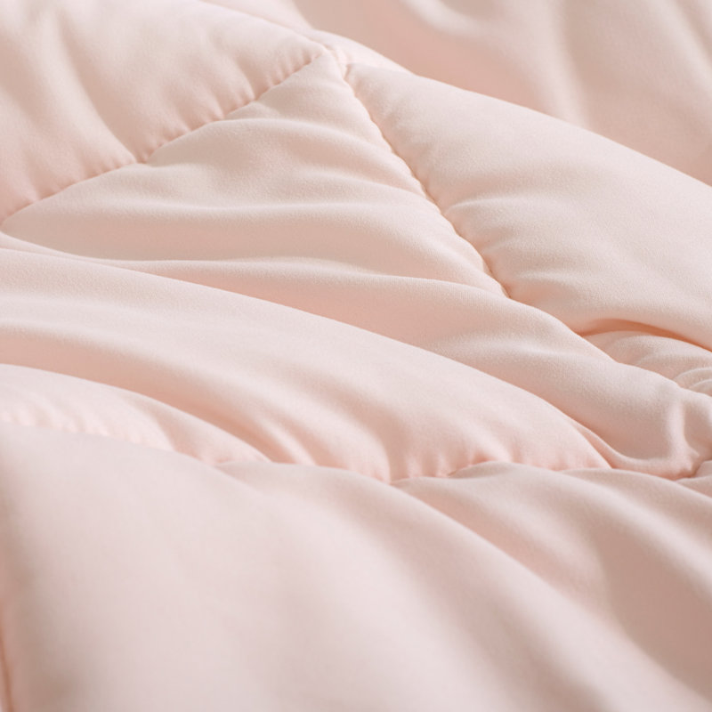 3-Piece Solid Box Quilted Comforter Set, Peach, Full, Full, Peach