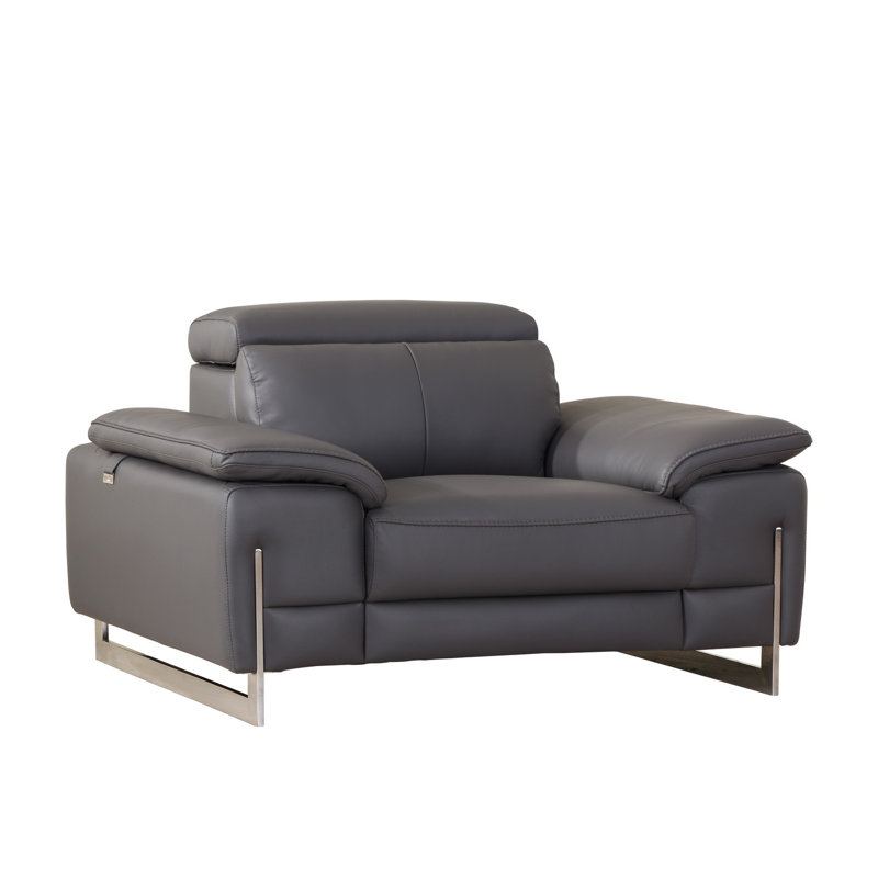 Fauteuil de 51 po de large Montanari, Similicuir gris foncé