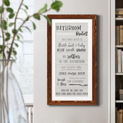 "Bathroom Rules" - Art textuel sur toile