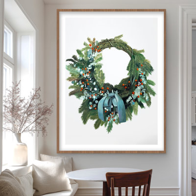 Couronne de Noël - impression botanique encadrée