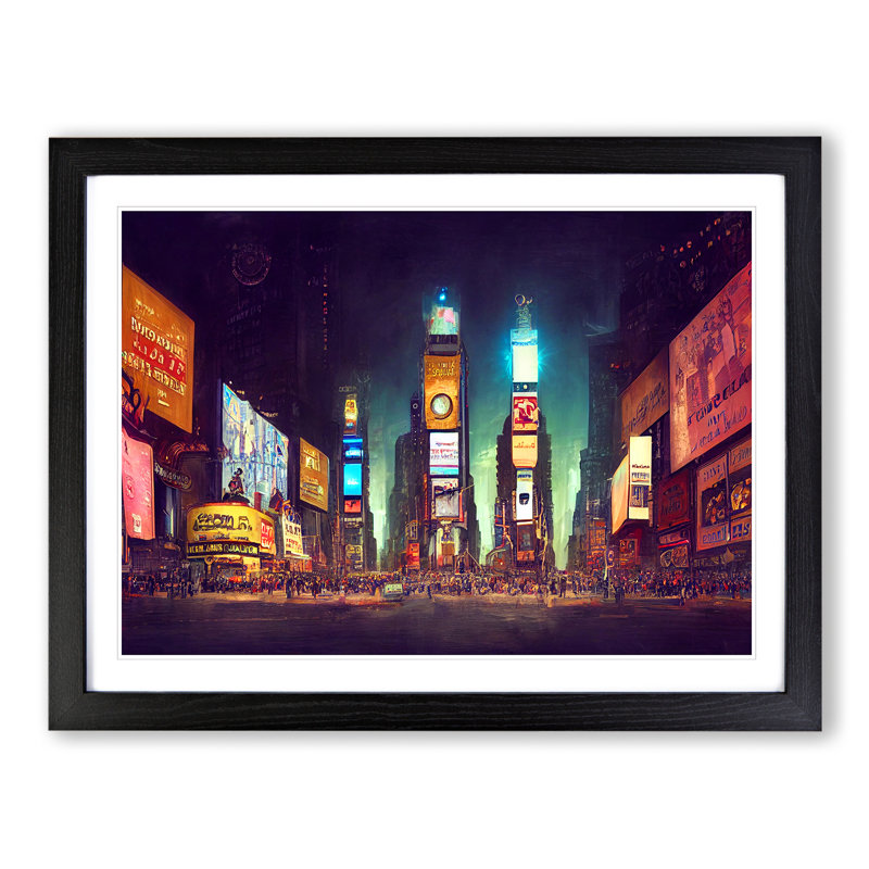 XH1022-6204X Modern Times Square Art Vol.3 - Single Picture Frame Print, Black Framed, 46cm H x 64cm W x 2cm D