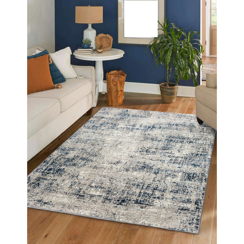 Livigno 1241 Transitional Striated Blue Area Rug, Rectangle 7'10" x 10'6"