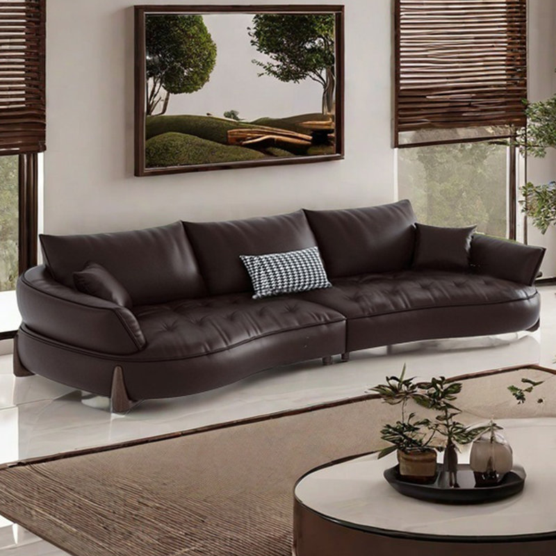 Canapé minimaliste courbé italien, 33.46" H x 118.11" W x 45.27" D, 5