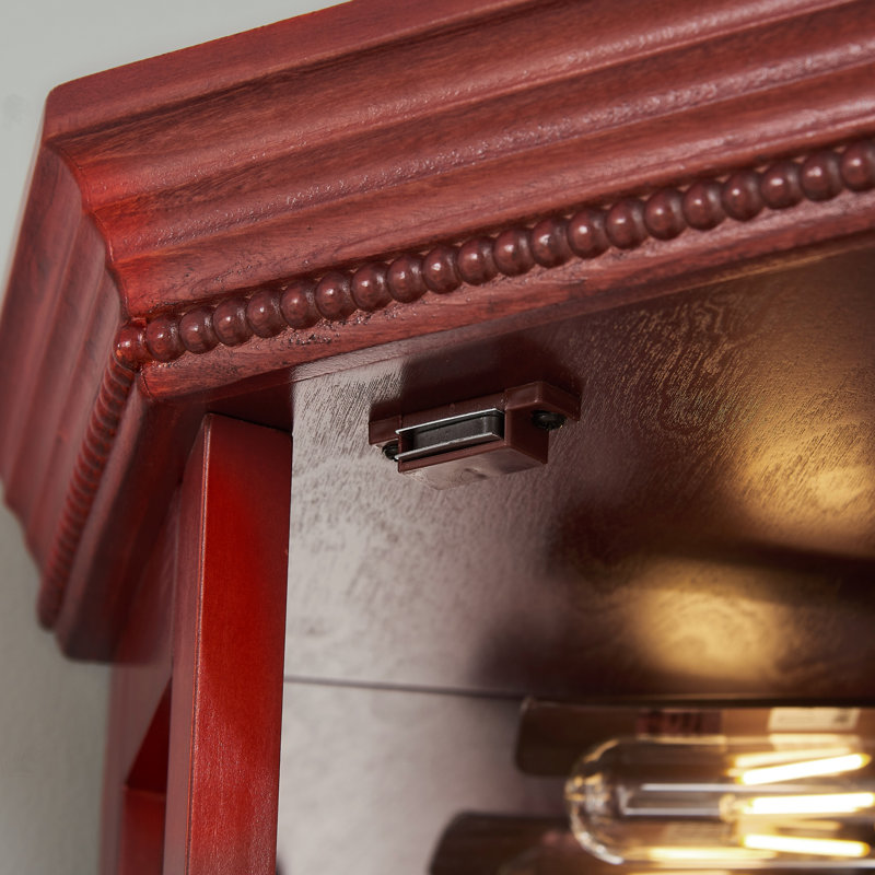 Corner Curio Cabinet Lighted Corner Display, Glass Display Shelf Shelving Bar Cabinet With Tempered Glass Door, Bar Cabinet,Cabinet With Adjustable Shelf Glass Cabinet Shelves Bead Bulb Included