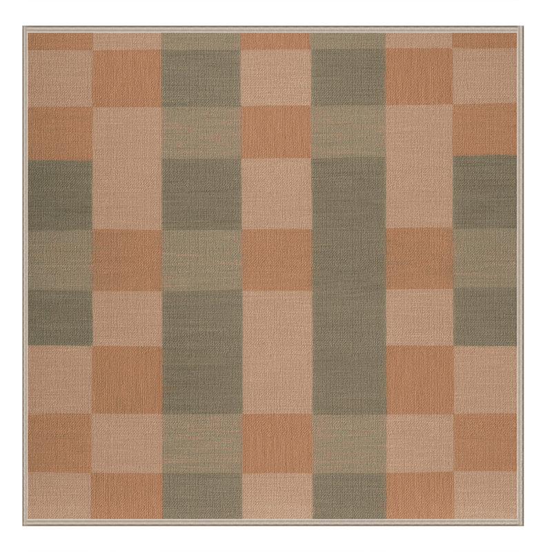 Tapis brun à carreaux lavable à la machine, Carré 6 pi
