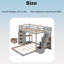 Lit superposé simple au-dessus de double avec cadre en bois avec tablettes à 3 niveaux, tiroirs et escalier de rangement-384576473