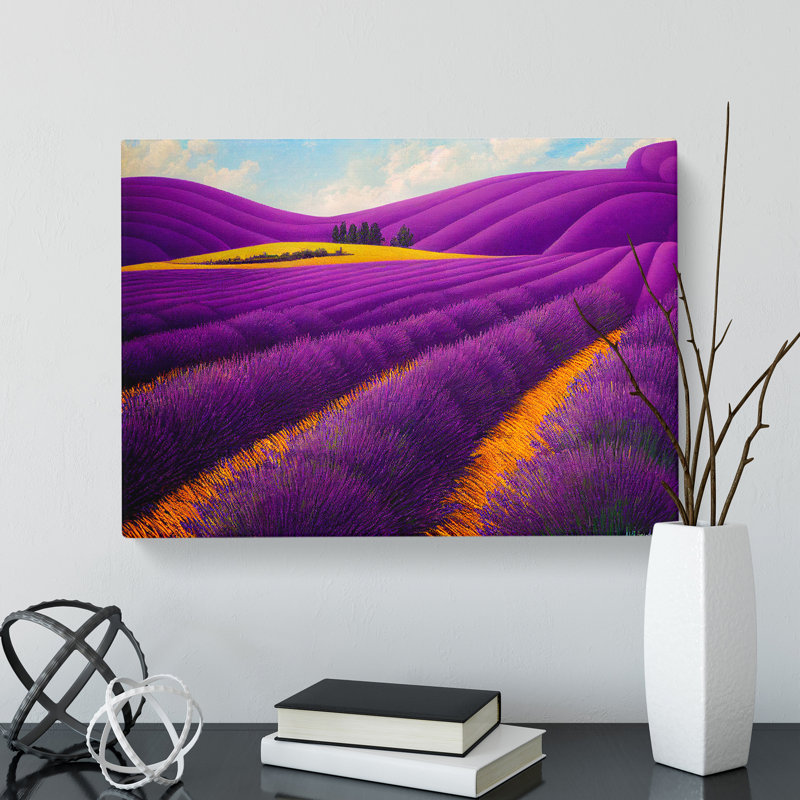 Mesmerising Lavender Flower Field - Wrapped Canvas, 40cm H x 60cm W x 3cm D