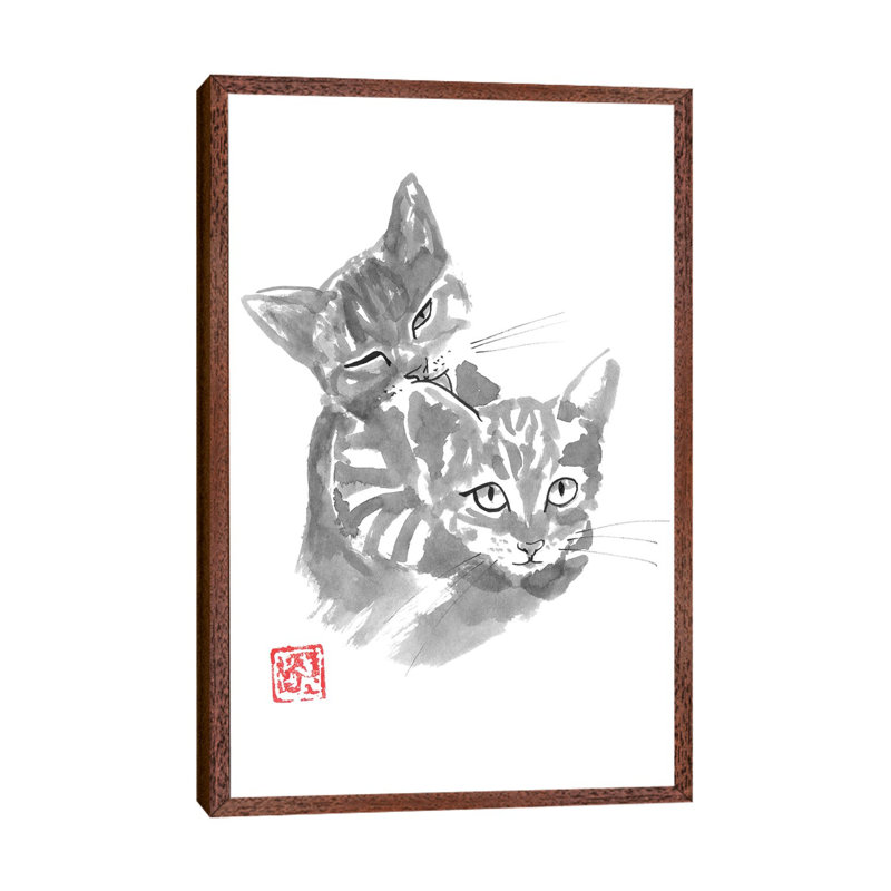 Brothers by Péchane - Painting on Canvas, Classic Brown Wood Framed, 101.6 cm H x 66.04 cm W