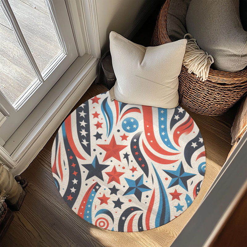 Tapis tressé Bold Patriotic Lines, Rond 5 pi