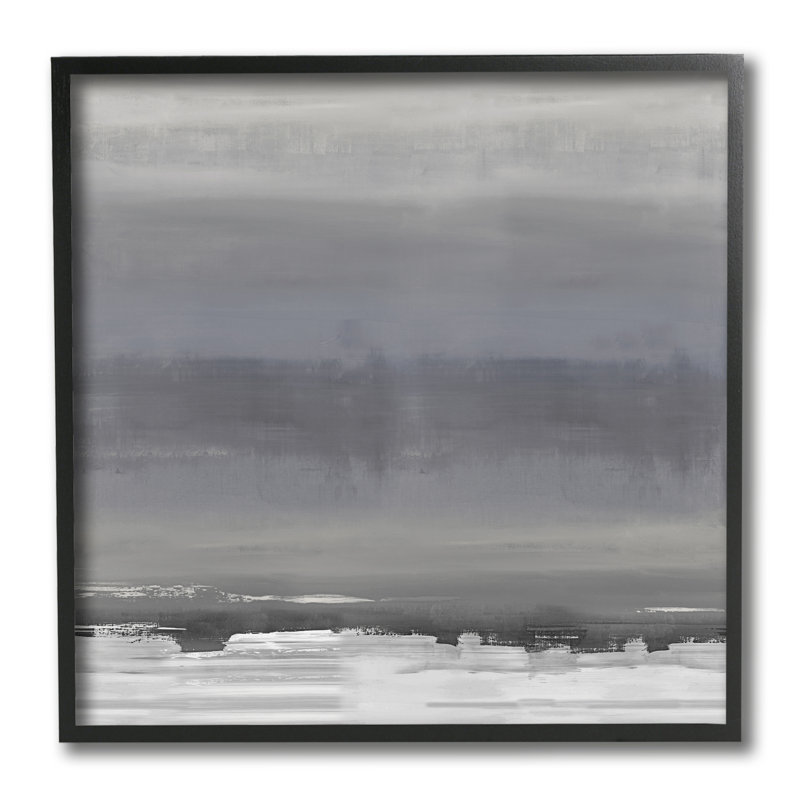 Paysage industriel abstrait en niveaux de gris Avante Grade par Rachel Springer - Peinture, Giclée encadrée noir minuit